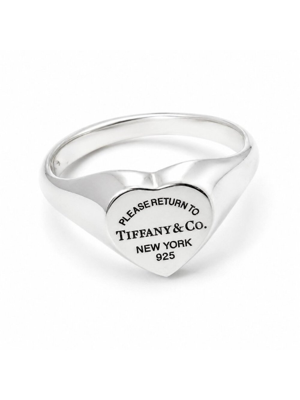 Size 9.5 Return to Tiffany Heart Signet Ring in Sterling Silver